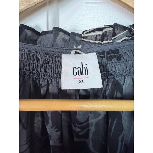 Cabi #5597 Sheer Tropical Aloha Peasant Blouse Size XL - Picture 4 of 5